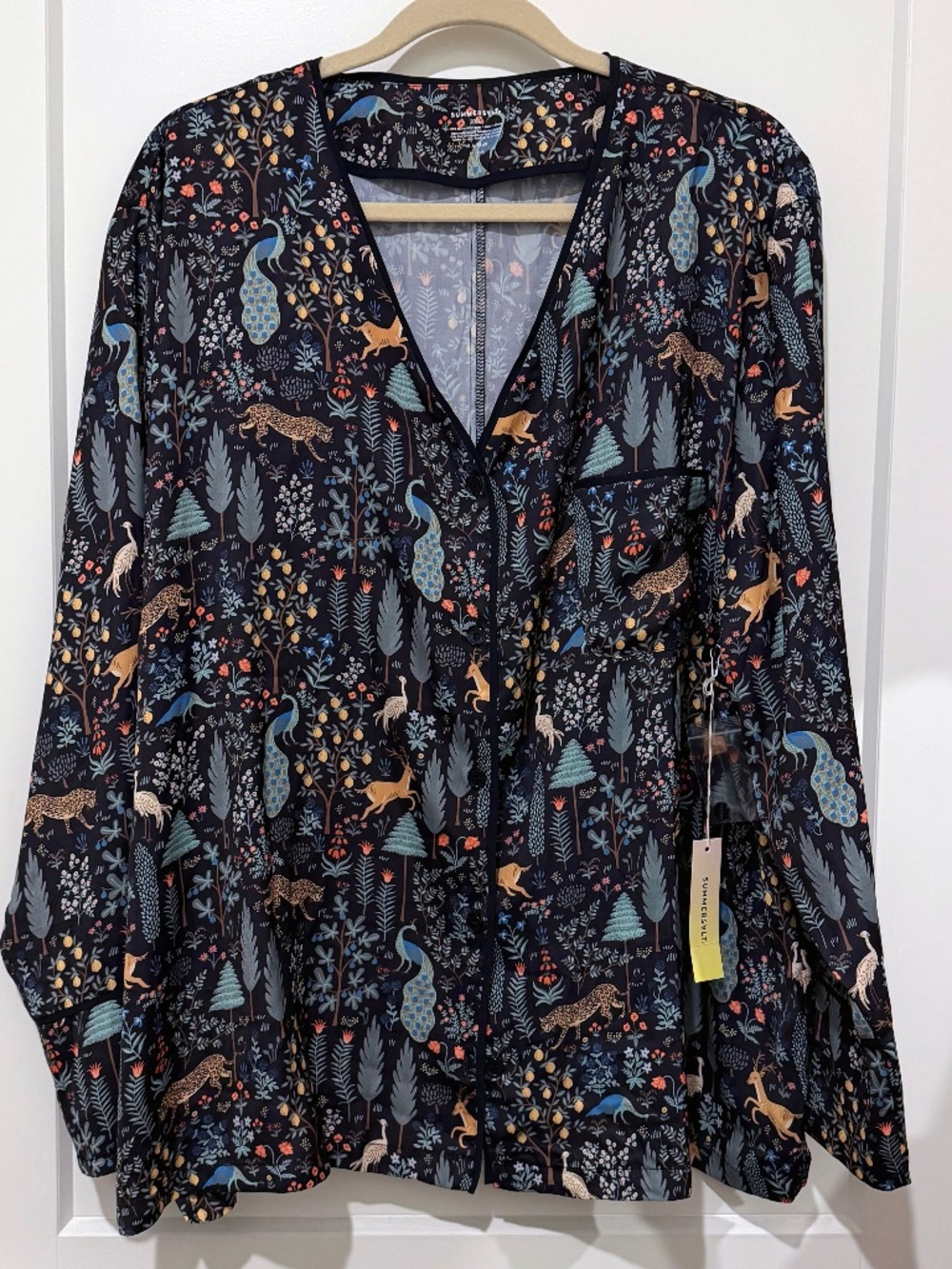 Rifle Paper Co Summersalt PJ Set Women 2XL Black Enchanted Forest
